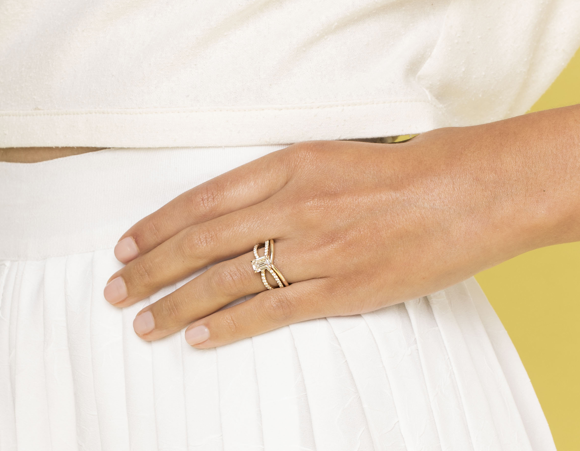 Modern Wedding Bands Vrai Chevron Rings   Dip Band Plain Yellow Gold 4 